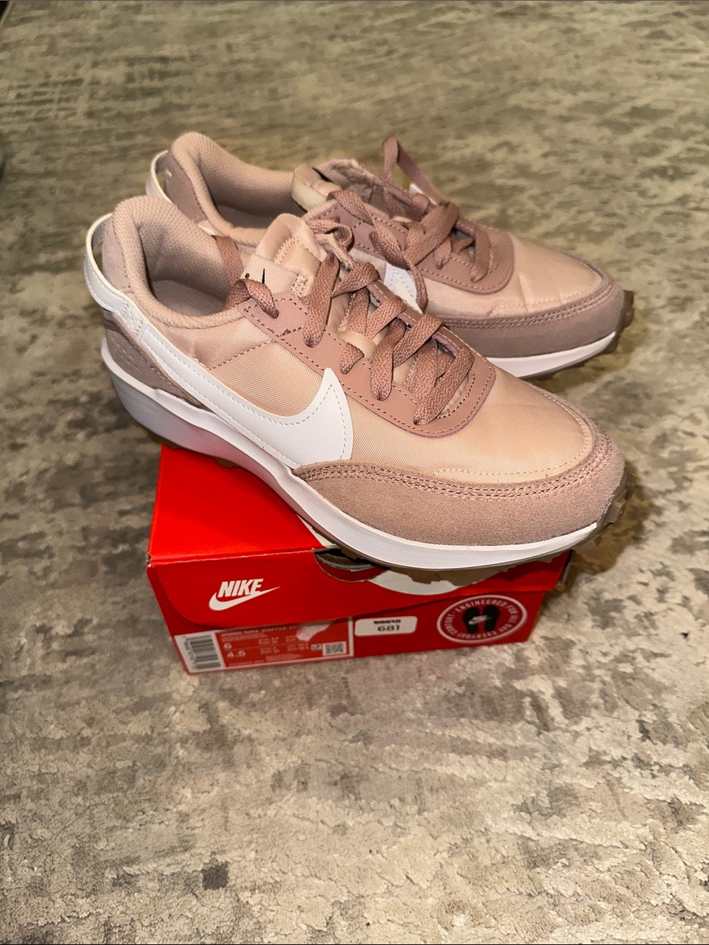 Nike Women's dusty rose Suede & Mesh Sneakers with White Swoosh